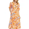 Jude Connally Jordana Tiered Dress In Grand Wings Bluebell In Orange