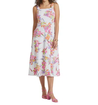 Jude Connally Kaia Midi Dress In White Floral In Multi