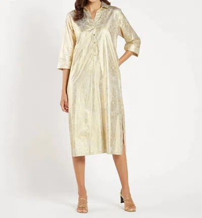 Jude Connally Kallan Midi Dress In Gold Foil Medallion In Neutral