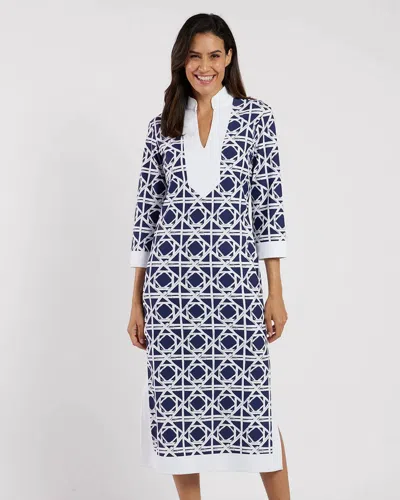 Jude Connally Katie Dress In Bamboo Rattan Navy White In Blue