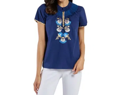 Jude Connally Keaton Stretch Poplin Top In Navy In Blue