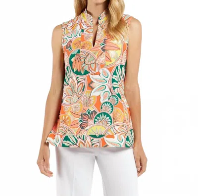 Jude Connally Keira V-neck Top In Stained Glass Coral Gold In Multi