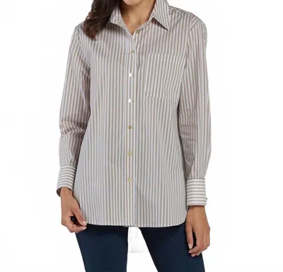 Jude Connally Kimber Oversized Button Shirt In Cotton Stripe Sand In Gray