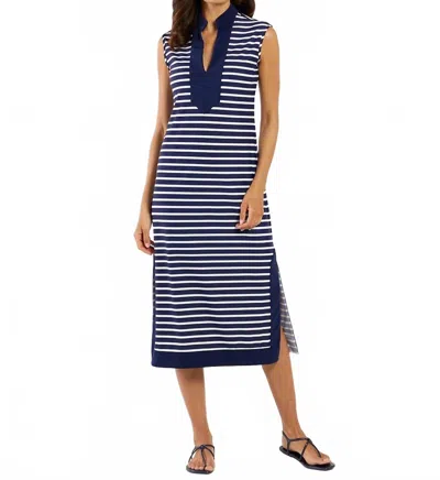 Jude Connally Kristen Midi Dress In Everyday Stripe Navy White In Multi