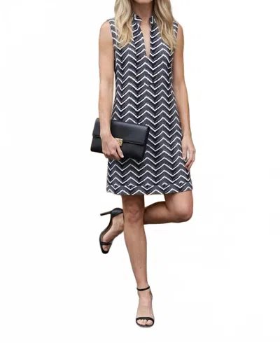 Jude Connally Kristen Mod Chevron Dress In Black & White In Multi