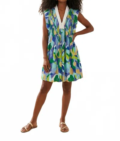 Jude Connally Larissa Abstract Moma Iris Dress In Purple, Gold, Aqua & Lime In Multi