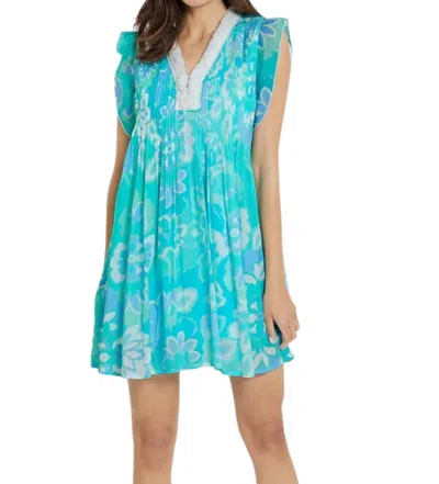 Jude Connally Larissa Dress In Blooming Tile Aqua In Multi