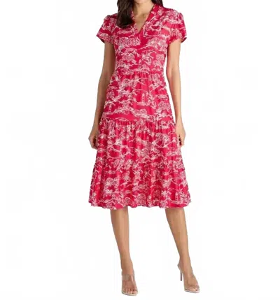 Jude Connally Libby Midi Dress In Nantucket Toile Red In Multi