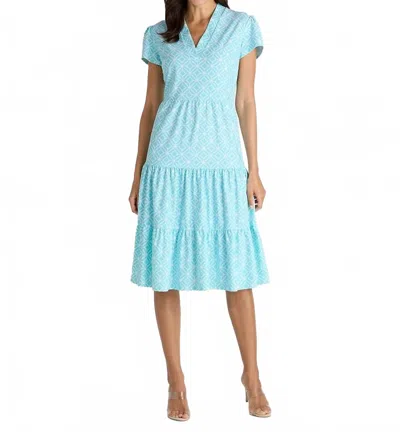Jude Connally Libby Midi Dress In Star Lattice Light Blue