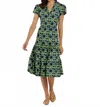 Jude Connally Libby Short Sleeve Midi Dress In Bamboo Rattan Navy In Green