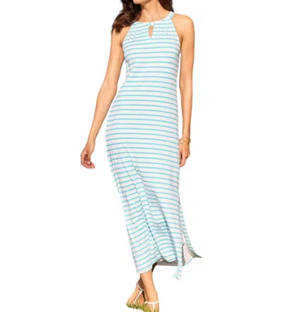 Jude Connally Lisette Everyday Stripe Maxi Dress In Aqua/white In Multi