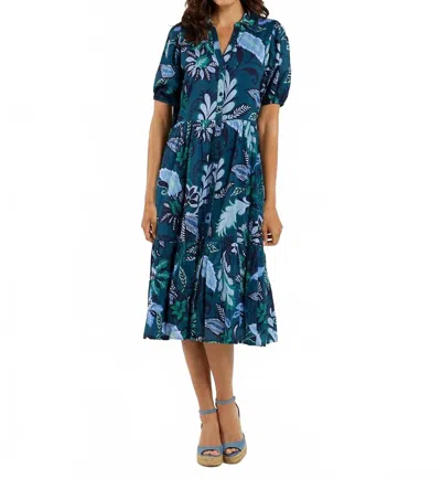 Jude Connally Lois Cotton Voile Dress In Falling Floral Peacock In Blue