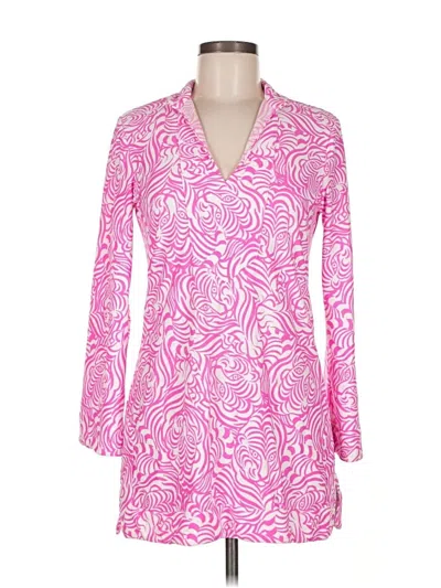 Pre-owned Jude Connally Long Sleeve Top Pink Paisley Pattern V Neck Tops