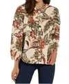 Jude Connally Lorraine Cotton Voile Top In Falling Floral Almond In Multi