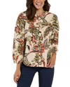 Jude Connally Lorraine Cotton Voile Top In Falling Floral Almond