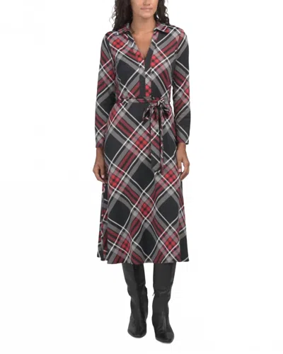 Jude Connally Made In Usa Delphine Brushed Dress In Black/red