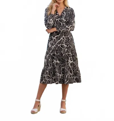 Jude Connally Maggie Midi Dress In Python In Gray
