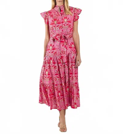 Jude Connally Mirabella Cotton Voile Dress In Imperial Garden Peony Gold In Pink