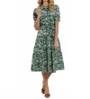 Jude Connally Marina Short Sleeve Dress In Foliage Toile In Green