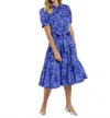 Jude Connally Marina Short Sleeve Maxi Dress In Painterly Cheetah Beacon Blue In Multi