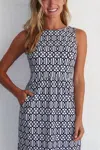 Jude Connally Mary Pat Dress In Bamboo Dot White/navy In White