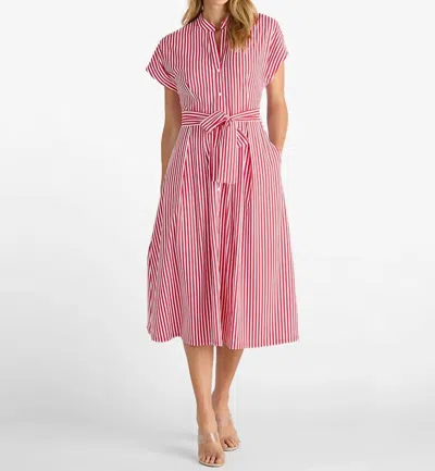 Jude Connally Matilda Shirt Dress In Stripe Red In Pink