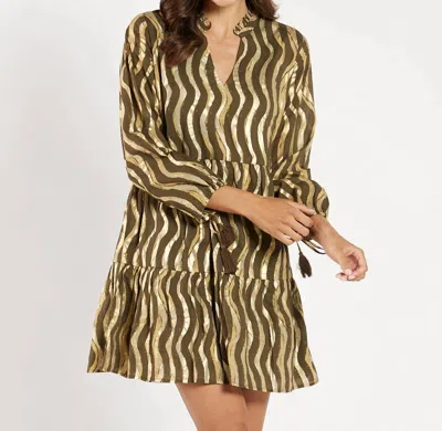 Jude Connally Monaco Dress In Painted Stripe Gold In Multi