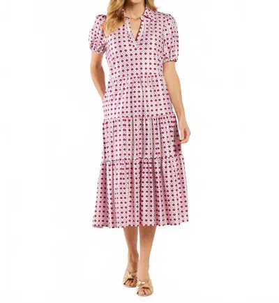 Jude Connally Portia Midi Dress In Petite Rattan Raspberry Gold In Pink