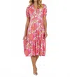 Jude Connally Portia V-neck Midi Dress In Peony Dream White Gold In Pink