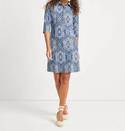 Jude Connally Quarter Sleeves Susanna Dress In Paisley Medallion Sky In Blue