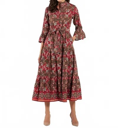 Jude Connally Roxie Dress In Italian Tile Claret In Multi