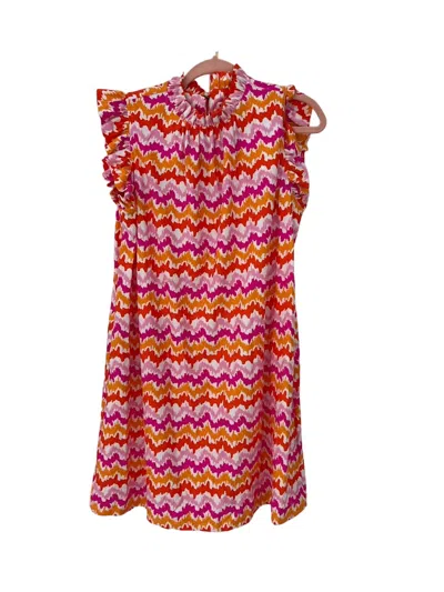 Jude Connally Shari Dress In Wavy Stripe Apricot In Pink
