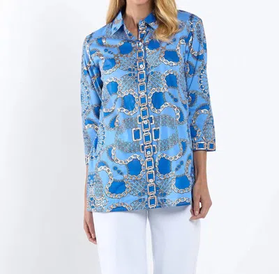 Jude Connally Sharon Heritage Chains Cotton Voile Top In Peri/gold In Blue