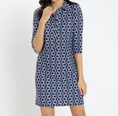 Jude Connally Susanna Dress In Diamond Lattice Navy In Blue