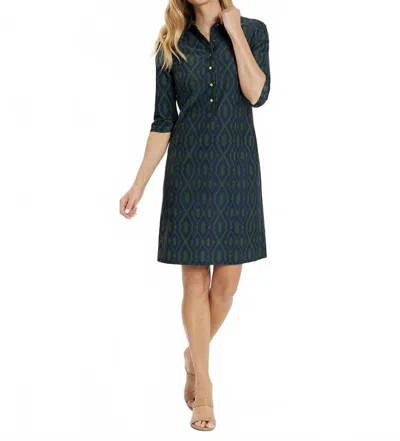 Jude Connally Susanna Dress In Moroccan Trellis Navy Loden In Blue