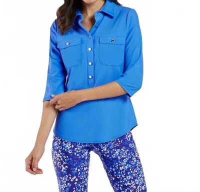 Jude Connally Sylvia Quarter Sleeve Top In Harbor Blue