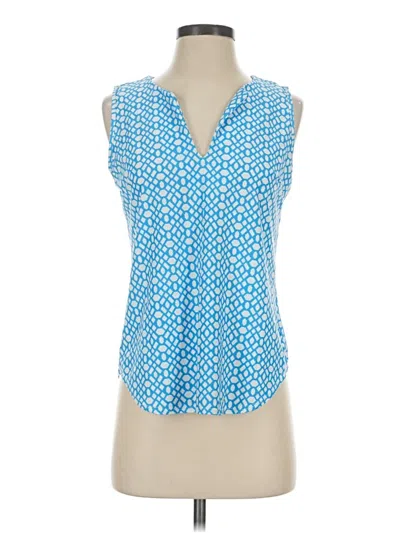Pre-owned Jude Connally Tank Top Blue Plunge Neckline Tops