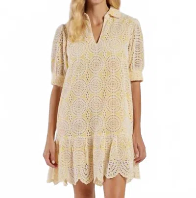 Jude Connally Tierney Cotton Eyelet Dress In Lemon White In Neutral