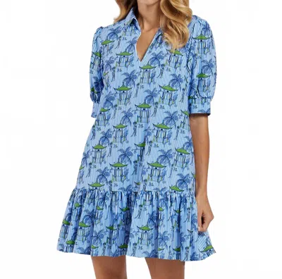 Jude Connally Tierney Dress In Pagoda Pinstripe Blue In Multi