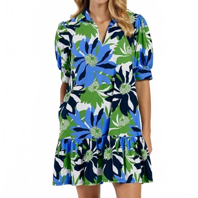JUDE CONNALLY TIERNEY SHORT SLEEVE MINI DRESS IN WILD BLOSSOM BLUE