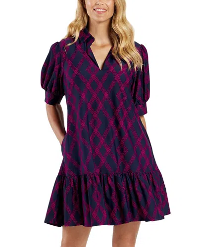 Jude Connally Tierney Dress In Diamond Lattice Navy In Blue