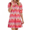 Jude Connally Tierney V-neck Mini Dress In Paradise Ikat Peony In Red