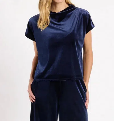 Jude Connally Tillie Stretch Velvet Top In Timeless Navy In Blue