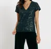 Jude Connally Winnie Vneck Top In Palace Green In Multi