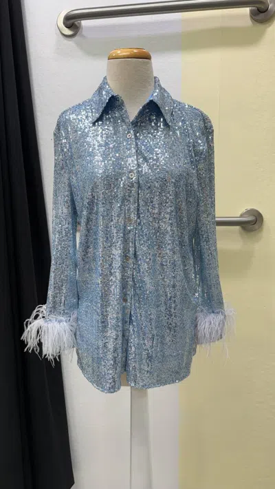 Jude Connally Women's Brandy Sequin Blouse In Aquamarine In Blue