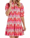 Jude Connally Tierney Short Dress In Paradise Ikat Peony In Red