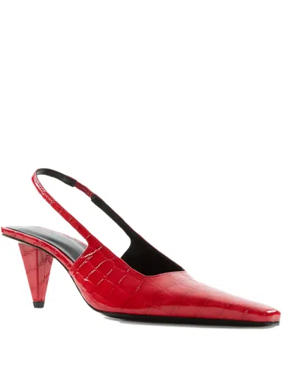 Jude Crocodile Kitten Pumps In Red