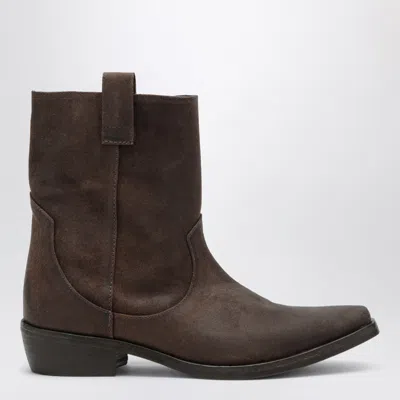 Jude Dark Brown Cas Cowboy Ankle Boots With Mini Heel