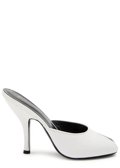 Jude Date 105 Peep-toe Leather Mules In White