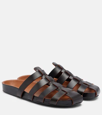 Jude Dusty Leather Fisherman Sandals In Brown